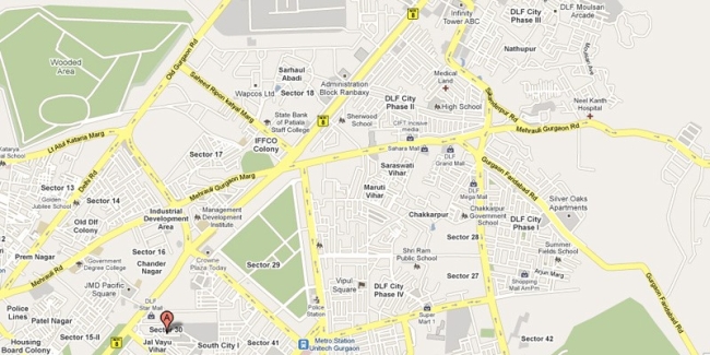 Map location Park Centra, Gurgaon